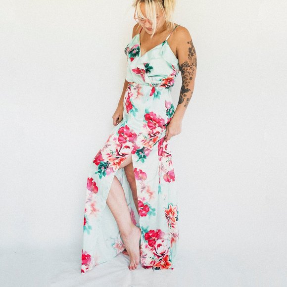 Blue + Pink | Floral Maxi Dress - Picture 1 of 2